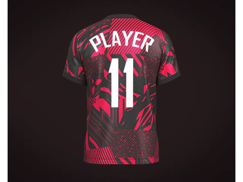 Soccer Football Red and Black color Jersey Player-11 3D Model