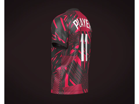 Soccer Football Red and Black color Jersey Player-11 3D Model