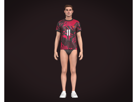 Soccer Football Red and Black color Jersey Player-11 Model 3D