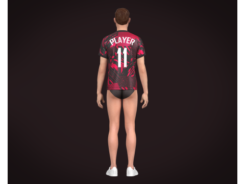 Soccer Football Red and Black color Jersey Player-11 Model 3D
