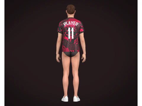 Soccer Football Red and Black color Jersey Player-11 3D Model