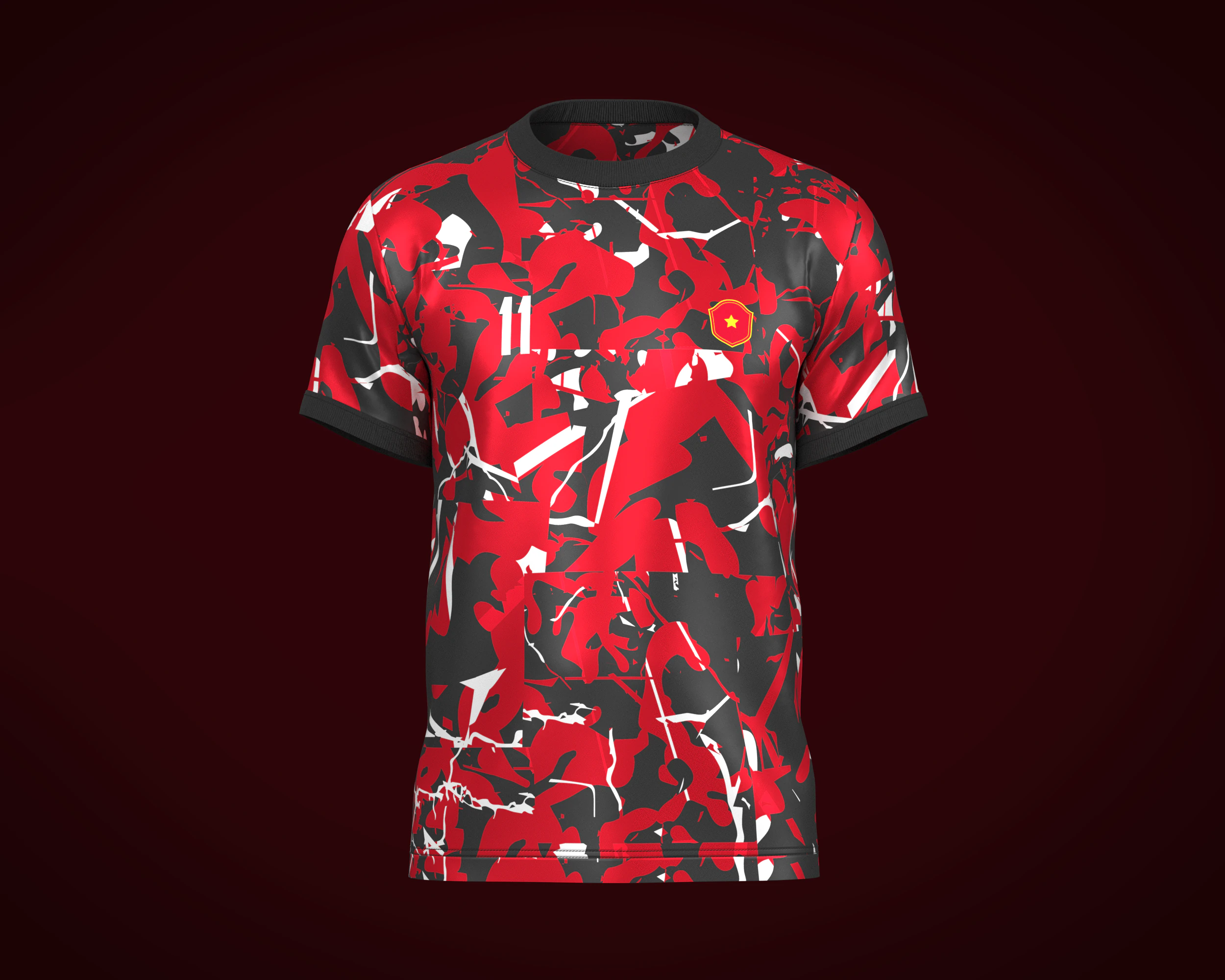 Soccer Football Red and Ash color Jersey Player-11 3D Model .c4d .max .obj .3ds .fbx .stl .blend 