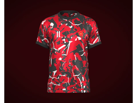 Футбол Футбол красно-пепельного цвета Джерси Игрок-11 3D Модель