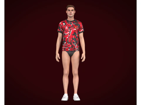 Soccer Football Red and Ash color Jersey Player-11 3D Model