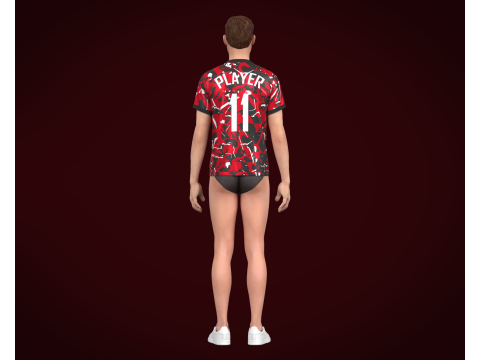 Soccer Football Red and Ash color Jersey Player-11 3D Model