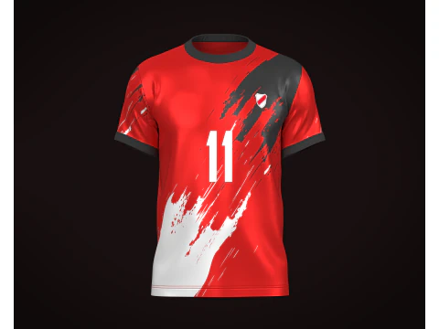 Футбольний футбол червоного кольору Джерсі Player-11 3D Модель