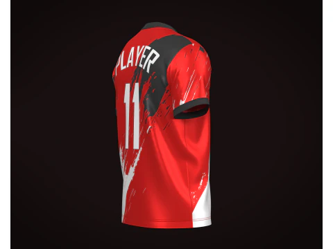 Soccer Football Red color Jersey Player-11 3D Model