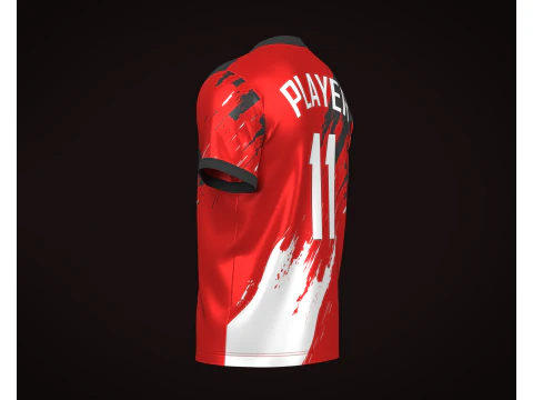 Soccer Football Red color Jersey Player-11 3D Model