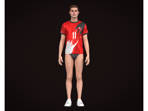 Soccer Football Red color Jersey Player-11 3D 모델