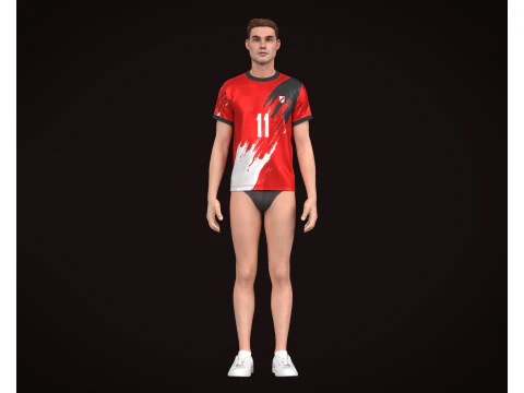 Soccer Football Red color Jersey Player-11 3D Model