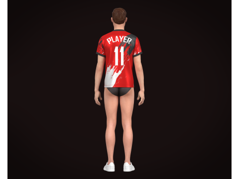 Soccer Football Red color Jersey Player-11 3D 모델