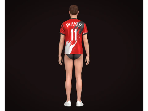 Soccer Football Red color Jersey Player-11 3D Model