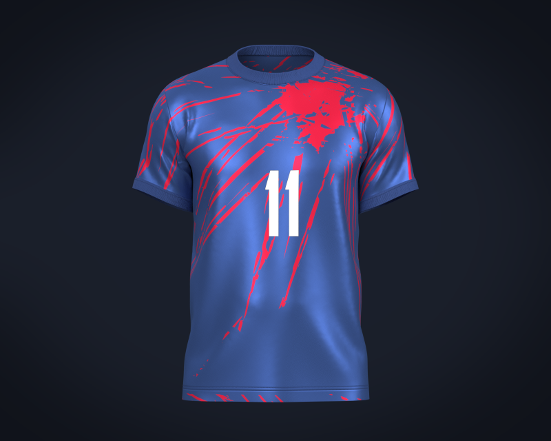 Soccer Football Red and Blue color Jersey Player-11 3Dモデル .c4d .max .obj .3ds .fbx .stl .blend 