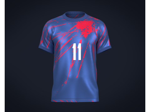 Soccer Football Red and Blue color Jersey Player-11 3D Model