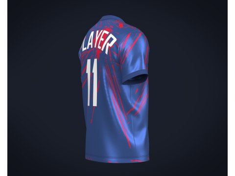 Soccer Football Red and Blue color Jersey Player-11 3Dモデル