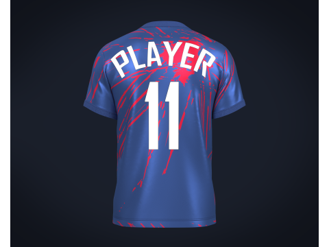 Soccer Football Red and Blue color Jersey Player-11 3Dモデル