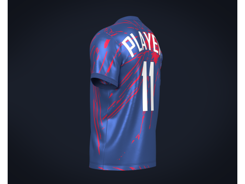Soccer Football Red and Blue color Jersey Player-11 3Dモデル