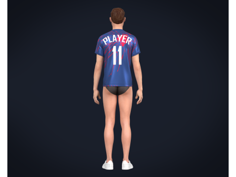 Soccer Football Red and Blue color Jersey Player-11 3Dモデル