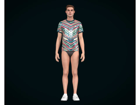Soccer Football Rose red with blue Jersey Player-11 3D Model