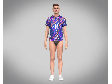 Soccer Football Royal Blue Jersey Player-11 3D Model