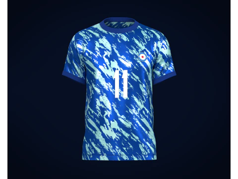 足球天蓝色与蓝色球衣球员 11 3D 模型