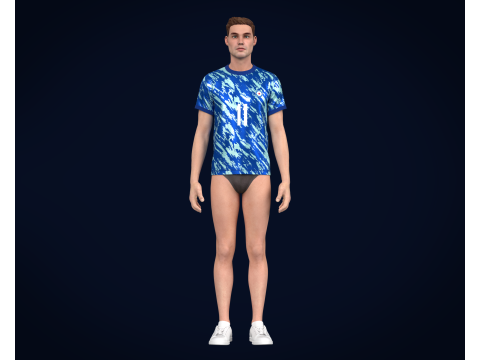 Soccer Football Sky Blue with Bule Jersey Player-11 3Dモデル