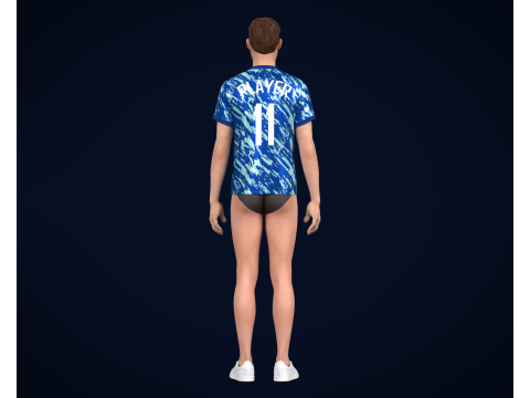 Soccer Football Sky Blue with Bule Jersey Player-11 3Dモデル