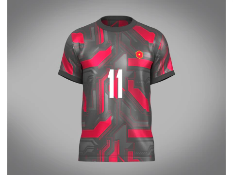 Soccer Football Rust Red with Ash color Jersey Player-11 3D Model