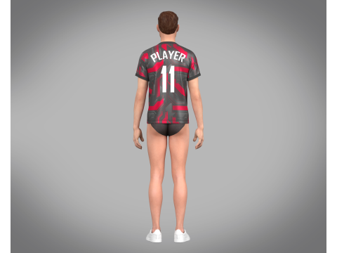 Soccer Football Rust Red with Ash color Jersey Player-11 Modelo 3D