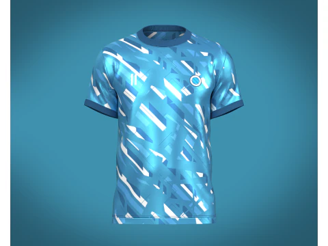 Футбол Футбол Небесно-голубой с белым цветом Джерси Player-11 3D Модель