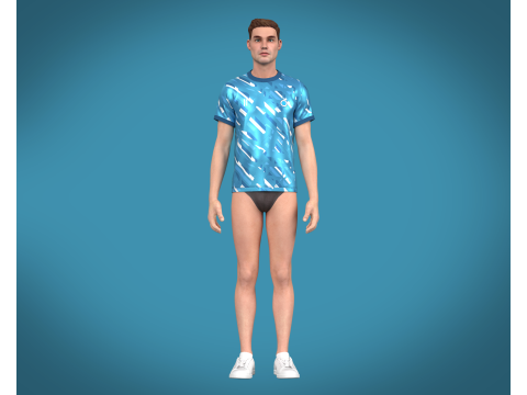 Soccer Football Sky Blue with white color Jersey Player-11 3D Model