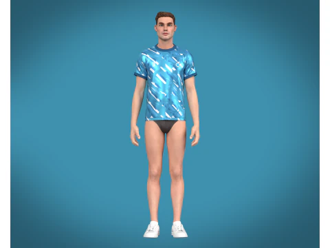 Soccer Football Sky Blue with white color Jersey Player-11 3D Model