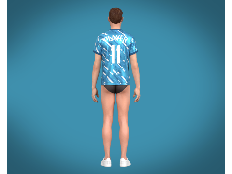 Soccer Football Sky Blue with white color Jersey Player-11 3D Model
