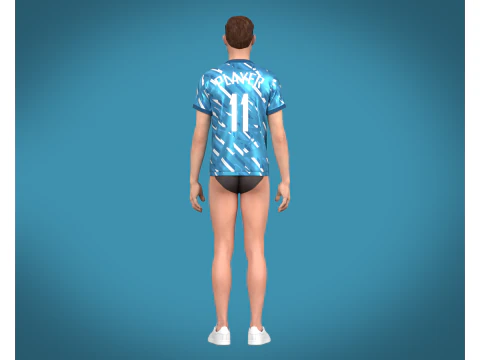 Soccer Football Sky Blue with white color Jersey Player-11 3D Model