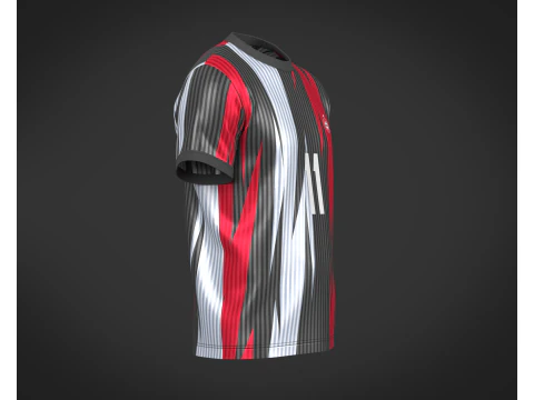 Soccer Football White and Black Jersey Player-11 3D Model