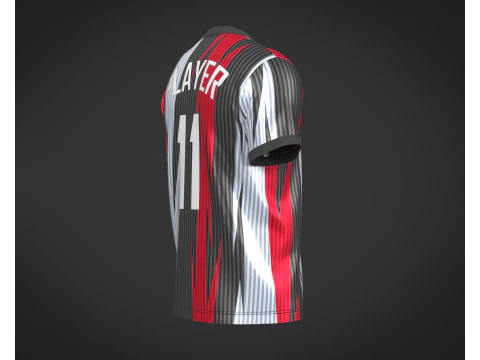Soccer Football White and Black Jersey Player-11 3D Model