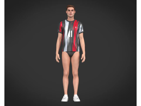 Soccer Football White and Black Jersey Player-11 3D Model