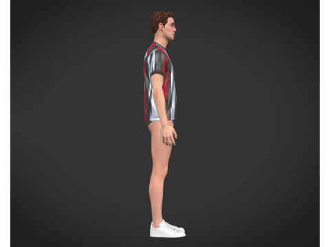 Soccer Football White and Black Jersey Player-11 3D Model