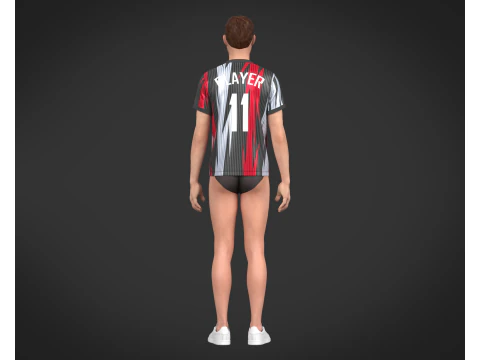Soccer Football White and Black Jersey Player-11 3D Model