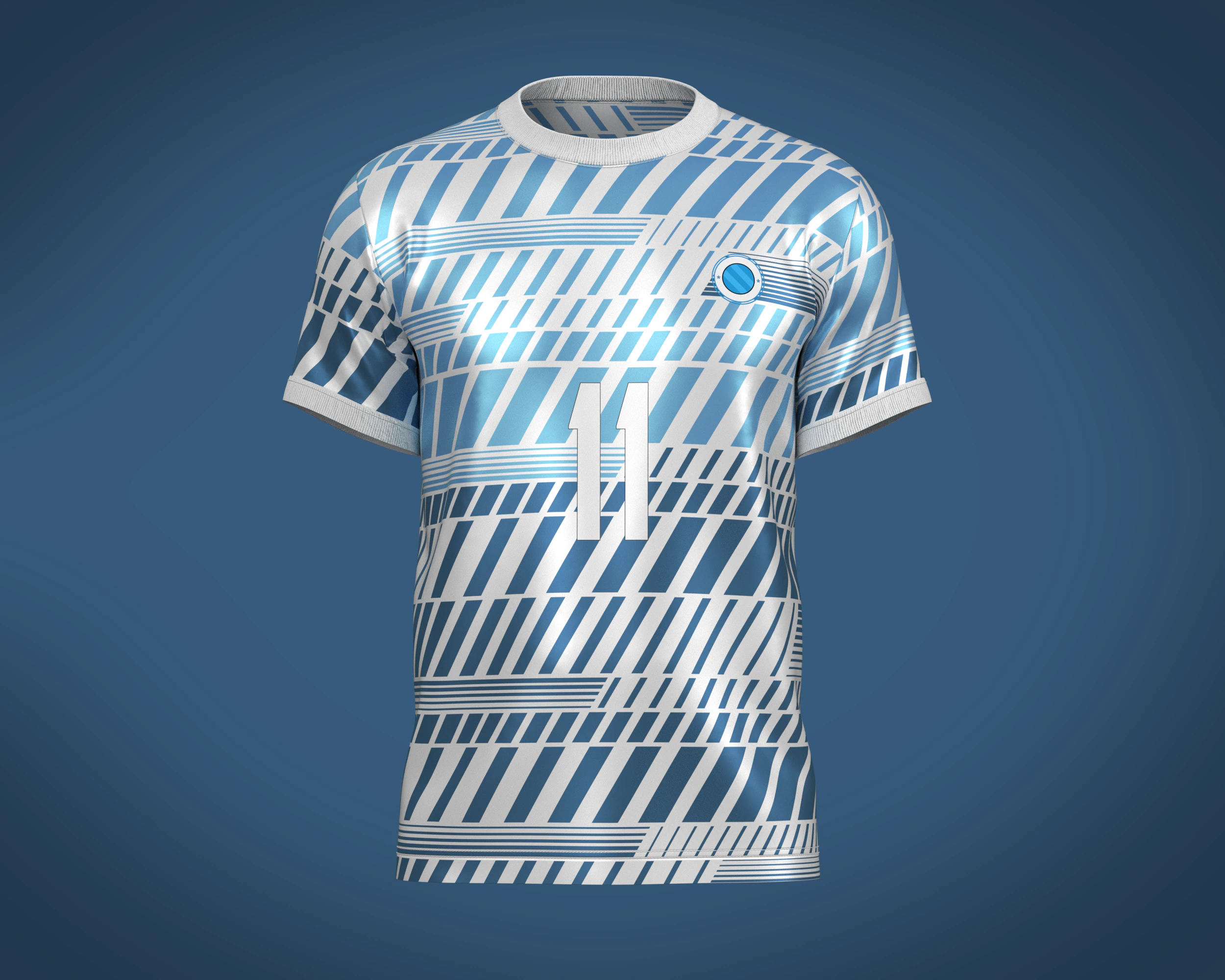 Soccer Football White and Blue Jersey Player-11 3D Model .c4d .max .obj .3ds .fbx .stl .blend 