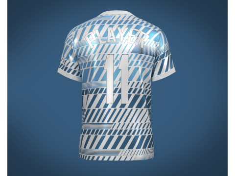 Soccer Football White and Blue Jersey Player-11 Modello 3D