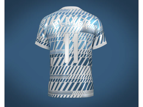 Soccer Football White and Blue Jersey Player-11 3D Model