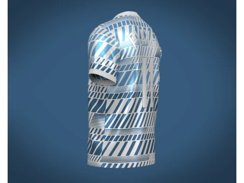 Soccer Football White and Blue Jersey Player-11 3D Model