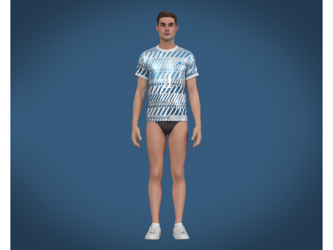 Soccer Football White and Blue Jersey Player-11 Modello 3D