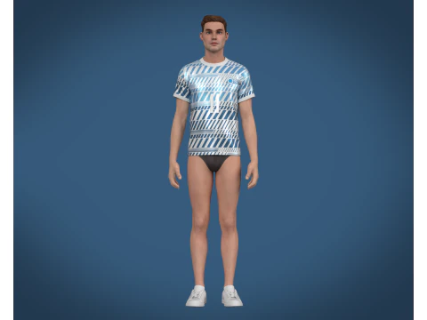 Soccer Football White and Blue Jersey Player-11 3D Model