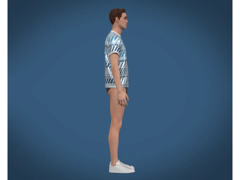 Soccer Football White and Blue Jersey Player-11 3D Model