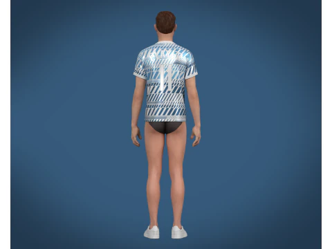 Soccer Football White and Blue Jersey Player-11 3D Model