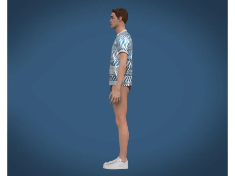 Soccer Football White and Blue Jersey Player-11 3D Model