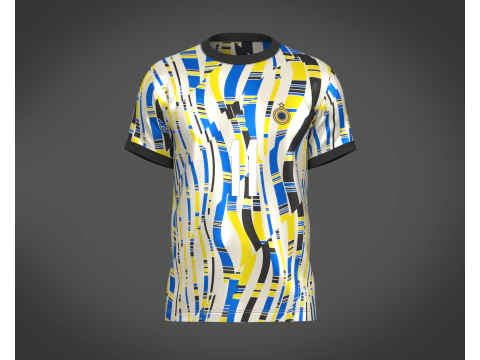 Футбольний футбол Біло-жовта Джерсі Player-11 3D Модель