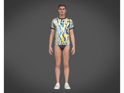 Soccer Football White and Yellow Jersey Player-11 3D Model